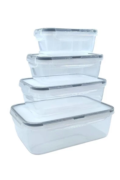 4lü İç İçe Sızdırmaz Contalı Kilitli Kapaklı Plastik Erzak Saklama Kapları LC315 - 5