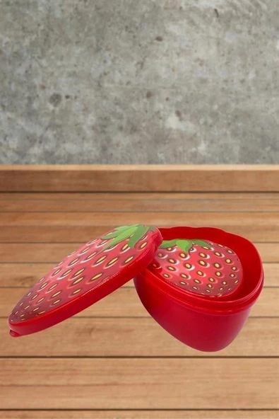 2'li İç İçe Geçebilen Çilek Model Saklama ve Beslenme Kabı Seti (550 ml + 250 ml) - 6