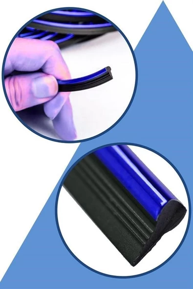 Mavi Araba Oto Trim Dekorasyon Şeridi Kauçuk Elastik Kolay Kurulum 5 metre Şerit Bant - 8