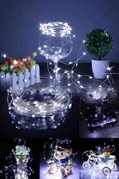 Pilli 5 metre Dekoratif Peri Led Beyaz Aydınlatma Süsleme Lambası - 6