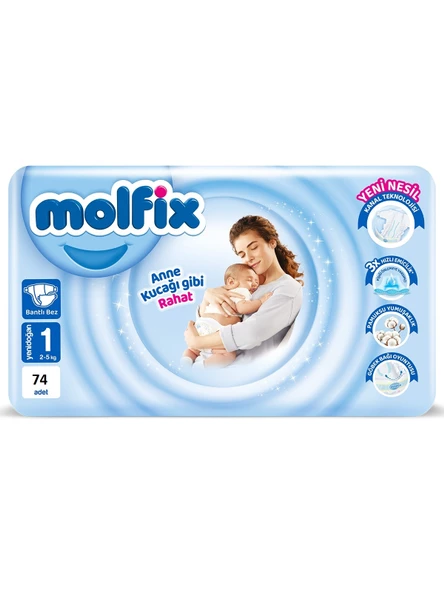 Molfix 1 Numara Yenidoğan 74'lü Bebek Bezi ürün görseli