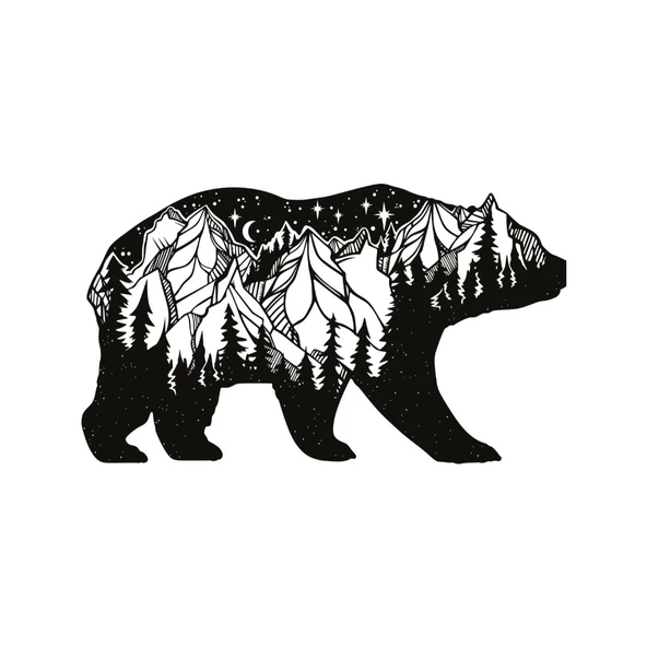 Ansac Metal Ayı Orman Desenli Metal Duvar Tablosu 60x33 cm Siyah - Resim 2