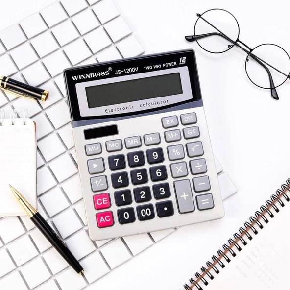 12 Haneli Geniş LCD Ekran, Pilli Büyük Düğmeli Hesap Makinesi - 4