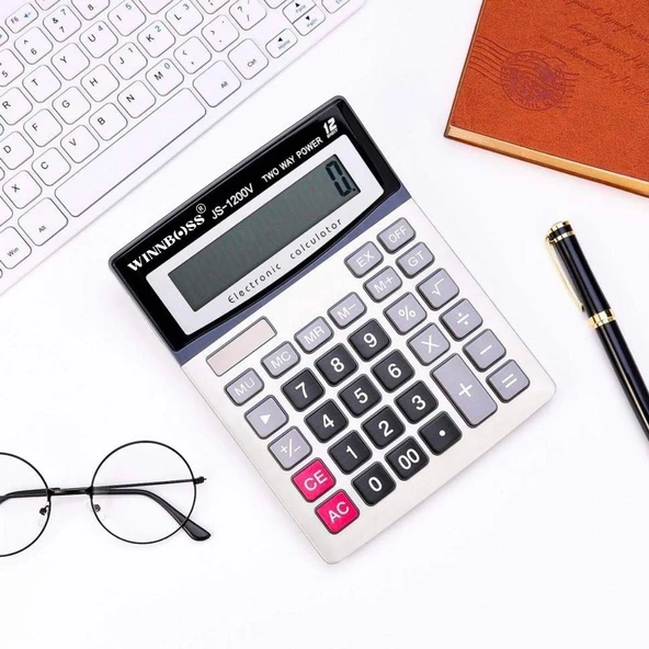 12 Haneli Geniş LCD Ekran, Pilli Büyük Düğmeli Hesap Makinesi - 3