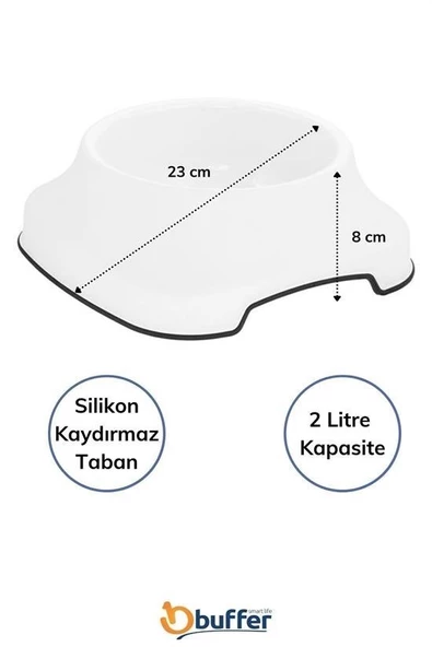 Silikon Kaydırmaz Taban Plastik Kedi ve Köpek Mama ve Su Kabı 2 L - 7