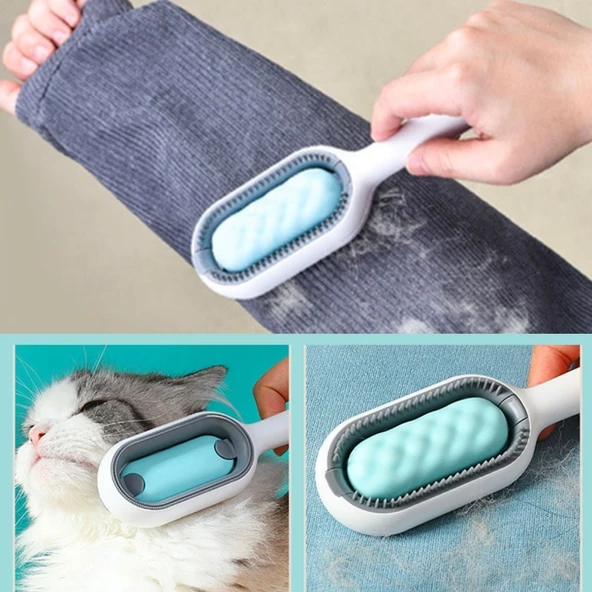 Evcil Hayvanlar İçin Çift Taraflı Pet Fırçası Nemli Tüy Tarama Tarağı - 4