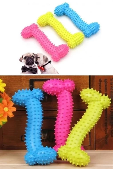 Tiny Kemik Oyuncağı Tırtıklı Yüzey Küçük Kemik Plastik Köpek Oyuncağı - 7