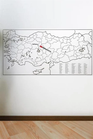 Yazılabilir Türkiye Haritası Manyetik Duvar Stickerı 110 x 56 cm - 4