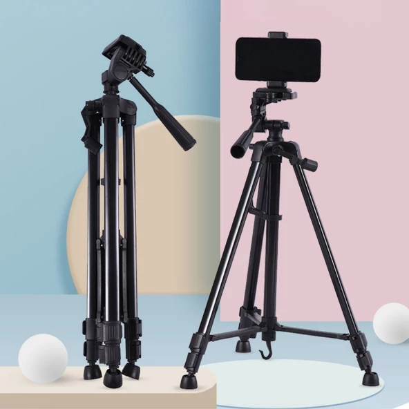 Telefon ve Fotoğraf Makinası Takılabilen Bluetooth Kumandalı 146 cm Tripod - 3