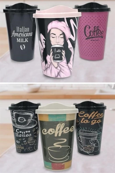 3 Adet Kahve Bardağı Seti Dekoratif Plastik Kahve Muhafaza Bardağı - 6