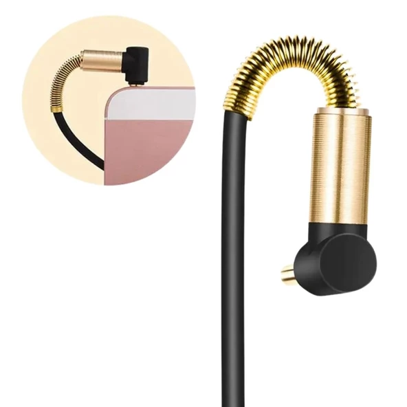 3.5mm AUX Kablosu Jak Erkek Erkek L Tipi 1 Metre Ses Aktarım Kablosu - 3