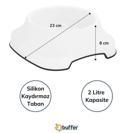 Silikon Kaydırmaz Taban Plastik Kedi ve Köpek Mama ve Su Kabı 2 L - 3