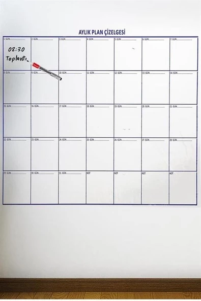 Aylık Planlayıcı Manyetik Duvar Stickerı Takvim Plan Çizelgesi - 3