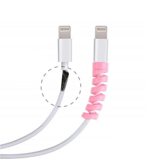 4lü Apple, Android Şaj Kablosu Koruyucu Silikon Spiral Yay Aparat - 8