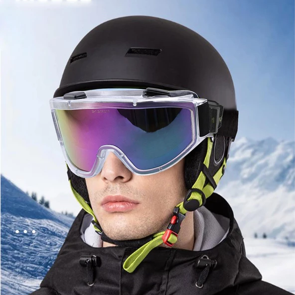 Kayak Gözlüğü Ventilli Güneş Kar Gözlük Gökkuşağı Snowboard Glasses Ekonomik Gözlük - 2