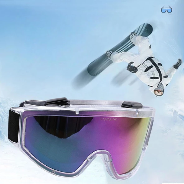 Kayak Gözlüğü Ventilli Güneş Kar Gözlük Gökkuşağı Snowboard Glasses Ekonomik Gözlük - 3