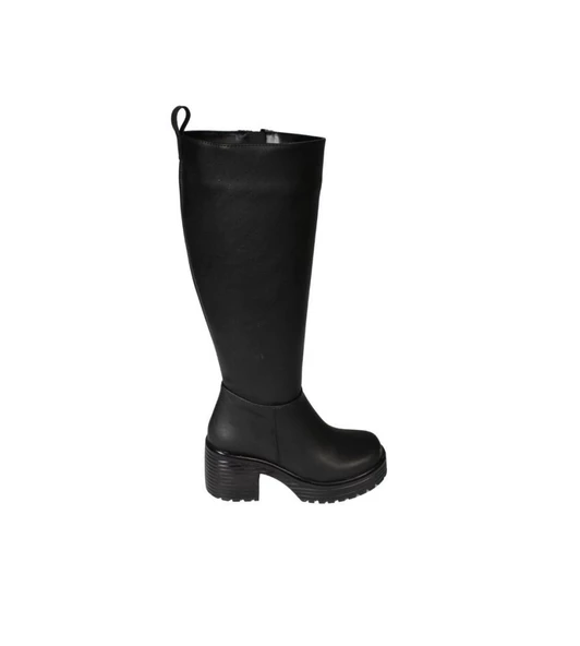 YAZKIŞ Kadın Siyah Cilt 38cm Bilek Boyu 8cm Platform Taban Kalın Topuk Çizme - 2