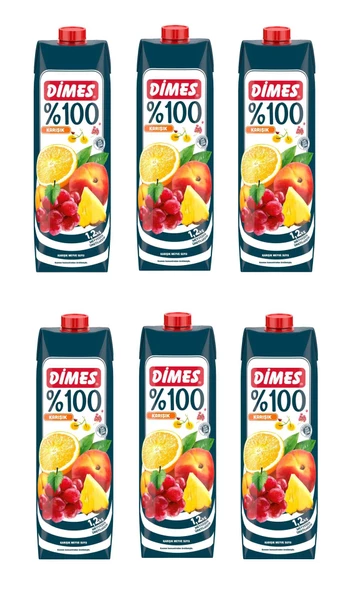 Dimes %100 Karışık Meyve Suyu 1 Lt X 6 Adet