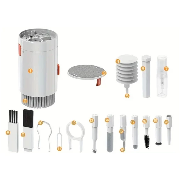 20 Parça Çok Fonksiyonlu Bilgisayar Temizleme Seti Klavye Cep Telefonu Kablosuz Kulaklık Temizleme Kalemi Toz Alma Multi Temizlik Kiti 20in1 - 3