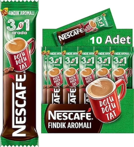 Nescafe 3Ü1 Arada Fındık Aromalı Kahve 17 Gr X 10 Adet