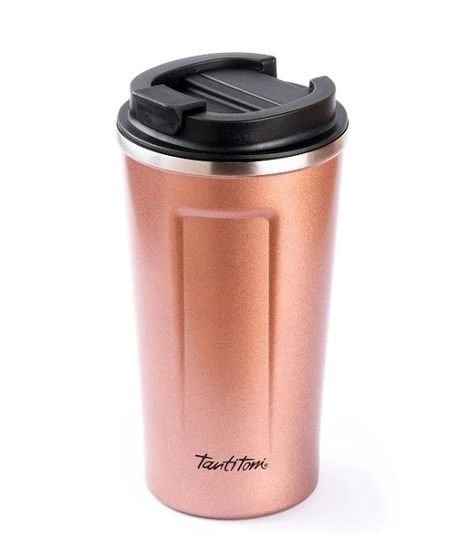 Tantitoni Coffee Yazılı Paslanmaz Çelik Rose Gold Bardak Termos 500 ml