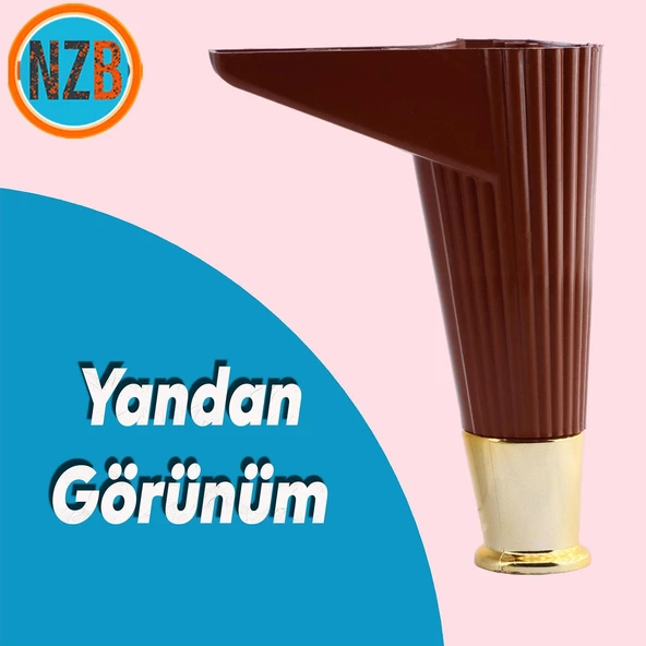 Mobilya Çekyat Kanepe Komidin Sehpa TV Ünitesi Koltuk Ayağı 15 cm Ceviz Altın Baza Ayak 4 Adet - Resim 3