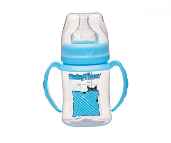 Baby Time BT078 Geniş Ağız Kulplu Pp Biberon 150 Ml - Mavi