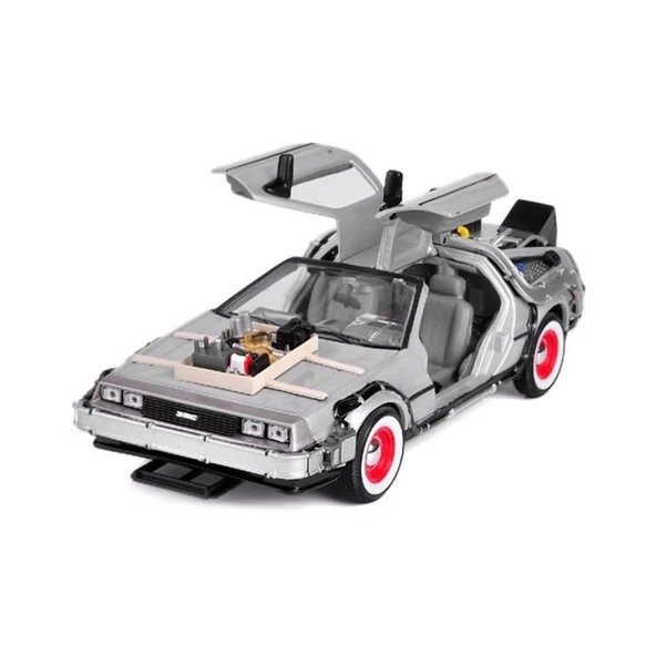 Geleceğe Dönüş Arabası Seri 3 Metal Model Araba Back To The Future Delorean 1/24 Ölçek