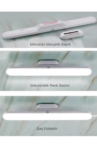 Led Aplik Lamba Şarjlı Kablosuz Duvar Tablo ve Yatak Başı Aplik - 5