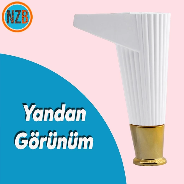 Mobilya Çekyat Kanepe Komidin Sehpa TV Ünitesi Koltuk Ayağı 15 cm Beyaz Altın Baza Ayak 4 Adet - Resim 5