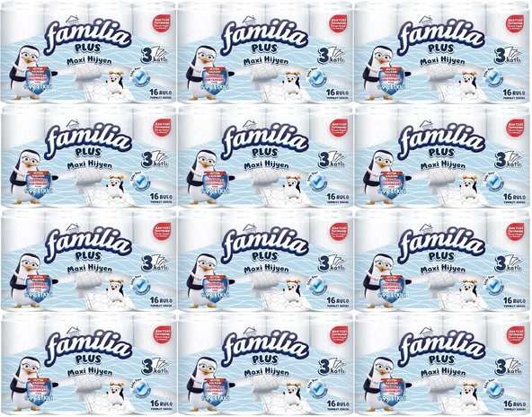Familia Plus Tuvalet Kağıdı (3 Katlı) 192 Li Set Maxi Hijyen (12PK*16)