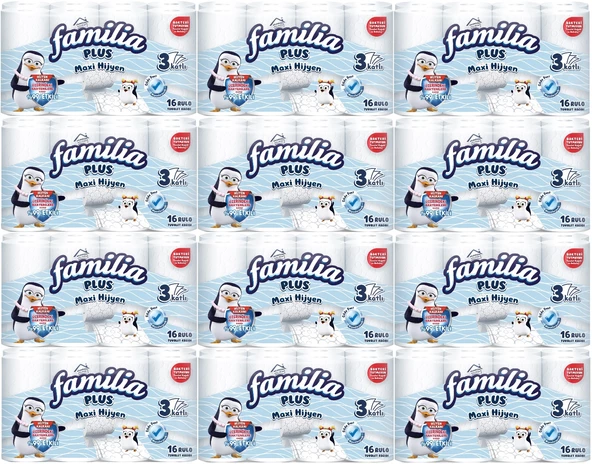 Familia Plus Tuvalet Kağıdı (3 Katlı) 192 Li Set Maxi Hijyen (12PK*16)