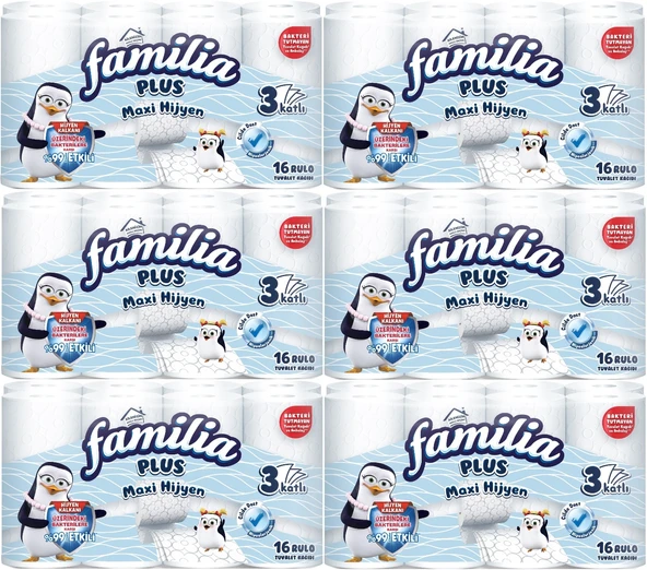 Familia Plus Tuvalet Kağıdı (3 Katlı) 96 Lı Set Maxi Hijyen (6PK*16)