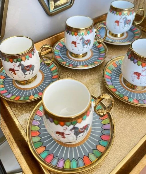 Royking Cavallo 6 lı Kahve Fincan Takımı GRİ BKY 005 - 4