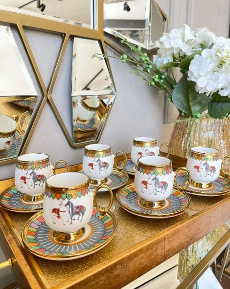 Royking Cavallo 6 lı Kahve Fincan Takımı GRİ BKY 005 - 2