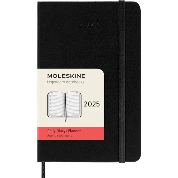 Moleskine 12 Ay Günlük Ajanda Cep Boy 9x14 cm Sert Kapak Siyah