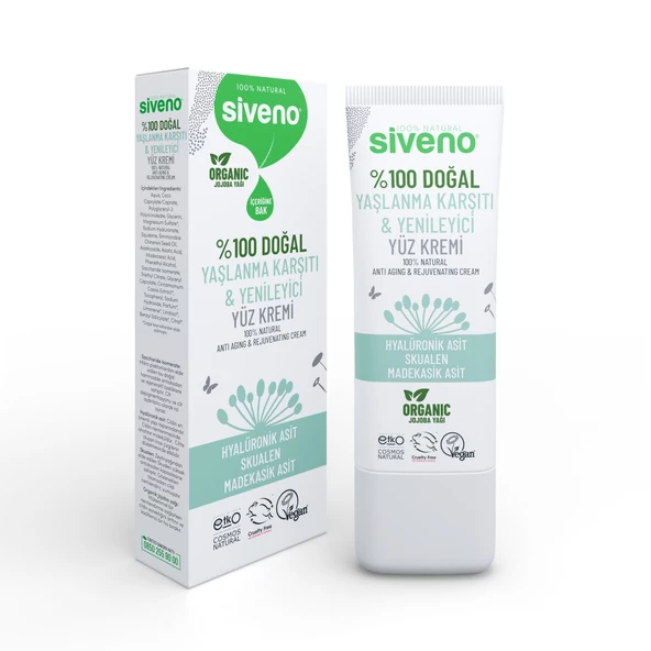 Siveno %100 Doğal Yüz Kremi Yaşlanma Karşıtı Aydınlatıcı Yenileyici Canlandırıcı 30 ml