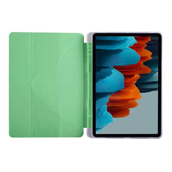 Galaxy Tab S7 T870 Kılıf Zore Tri Folding Kalem Bölmeli Standlı Kılıf - 11