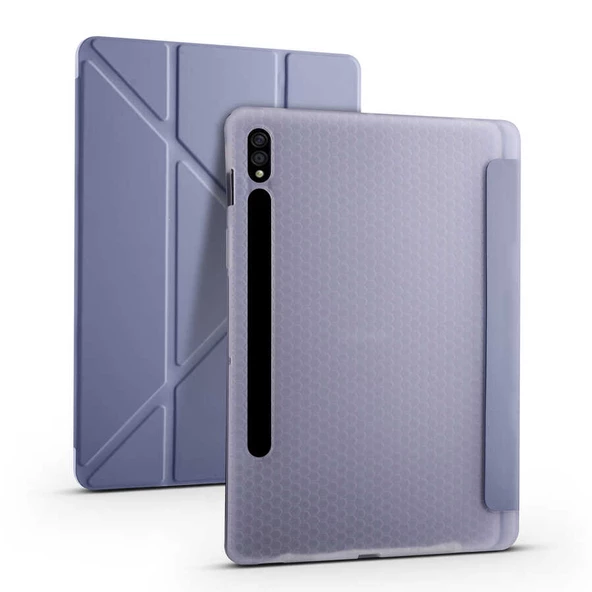 Galaxy Tab S7 T870 Kılıf Zore Tri Folding Kalem Bölmeli Standlı Kılıf - 4