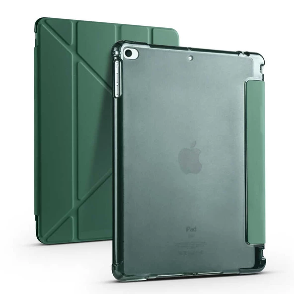 Apple iPad 9.7 2017 (5.Nesil) Kılıf Zore Tri Folding Kalem Bölmeli Standlı Kılıf - 8