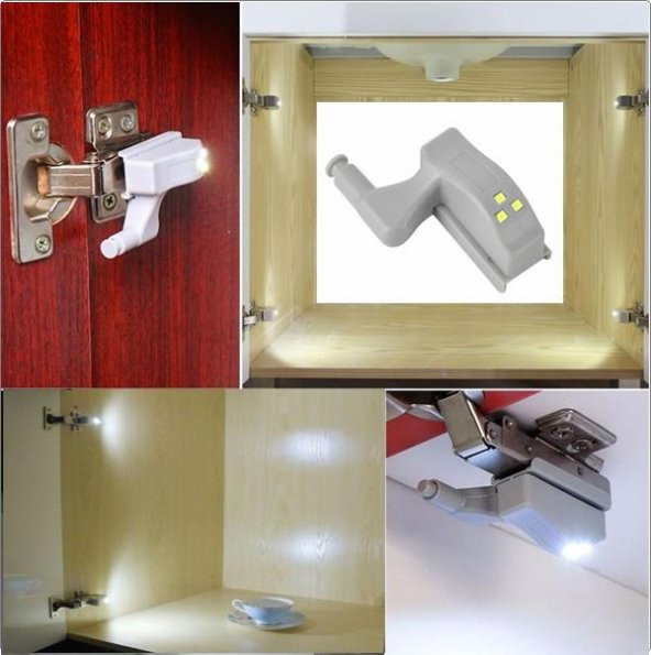 20 Adet Dolap Içi Sensörlü Menteşe Lambası Led Pilleri Dahil - 6