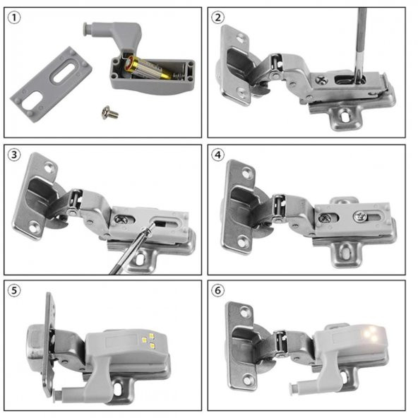 20 Adet Dolap Içi Sensörlü Menteşe Lambası Led Pilleri Dahil - 8