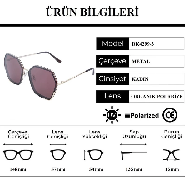 Daniel Klein DK4299-3 Polarize Camlı Kadın Güneş Gözlüğü - 8