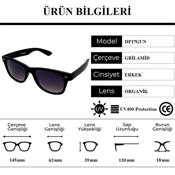 Della Pianto DP17GUN Organik Camlı UV400 Erkek Güneş Gözlüğü - 4