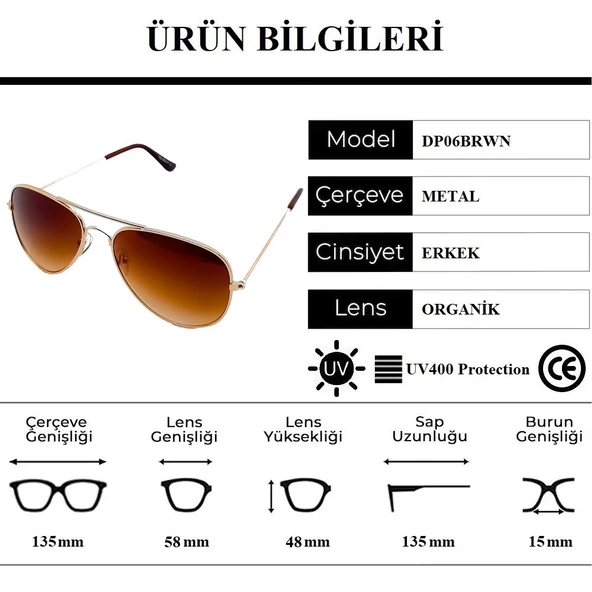 Della Pianto DP06BRWN Damla Model Erkek Güneş Gözlüğü - 4