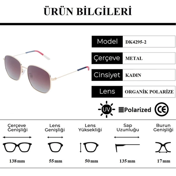 Daniel Klein DK4295-2 Polarize Camlı Kadın Güneş Gözlüğü - 5