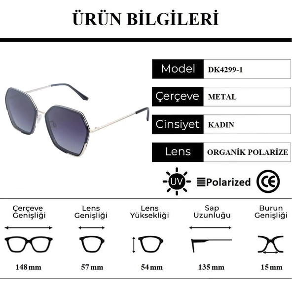 Daniel Klein DK4299-1 Polarize Camlı Kadın Güneş Gözlüğü - 7