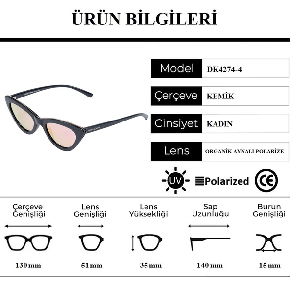Daniel Klein DK4274-4 Aynalı Polarize Cat Eye Kadın Güneş Gözlüğü - 4