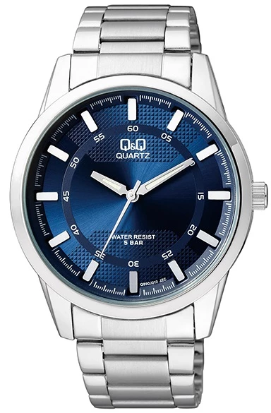 Q&Q Q890J212Y Lacivert Gümüş Çelik Kordonlu Erkek Kol Saati