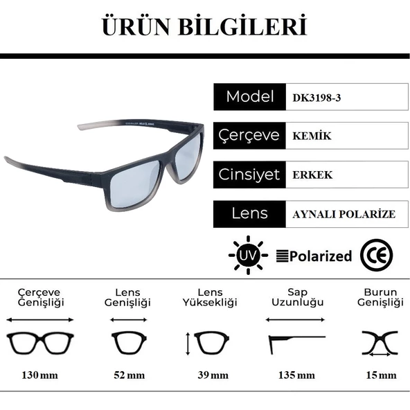 Daniel Klein DK3198-3 Aynalı Polarize Camlı Erkek Güneş Gözlüğü - 2